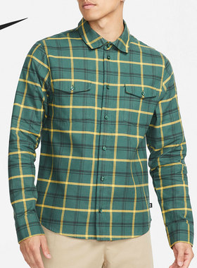 Nike/耐克正品男子春秋翻领格纹运动休闲长袖衬衫 DA4251-333