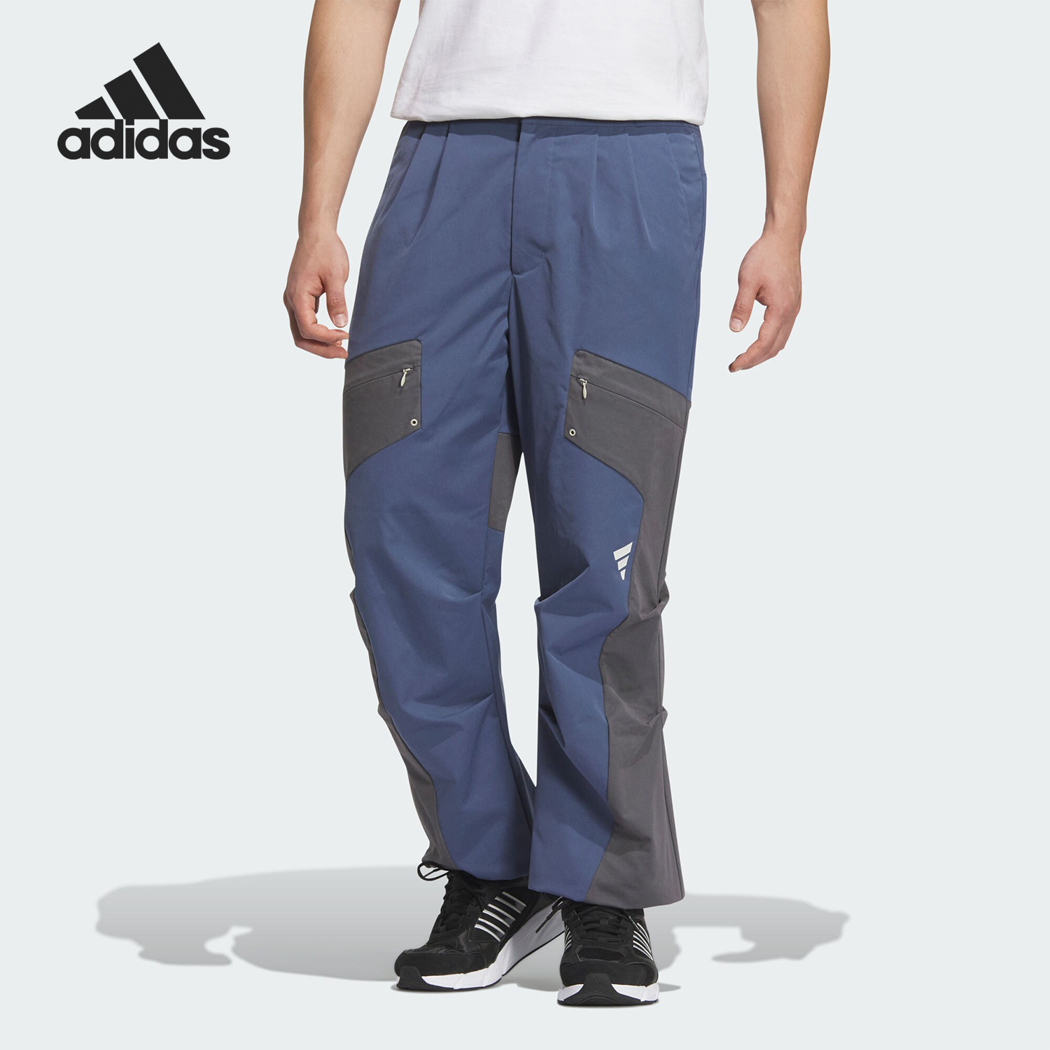 Adidas/阿迪达斯官方正品新款男士梭织拼接耐穿休闲长裤JM6162