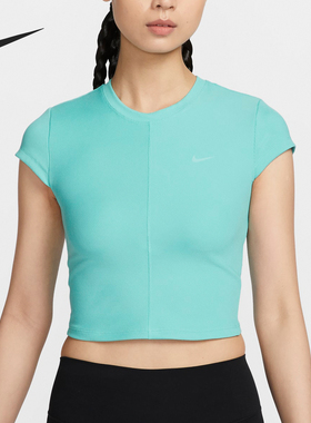 Nike/耐克正品运动女士拼接圆领紧身健身短袖T恤FV7875-300