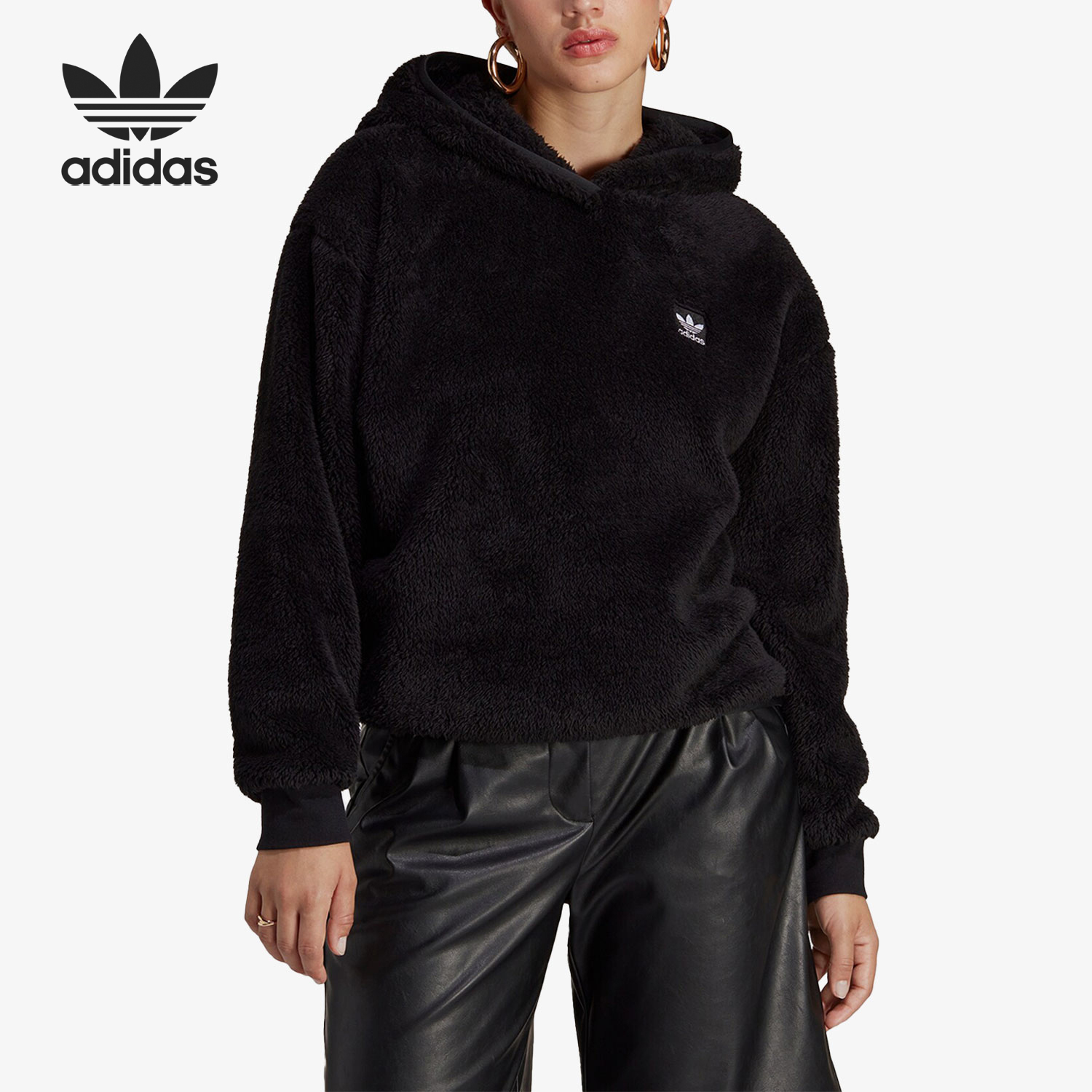 阿迪达斯女士保暖连帽卫衣