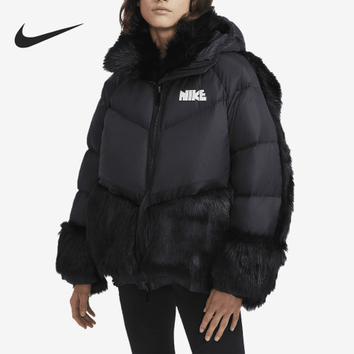 Nike/耐克正品春季新款女子运动仿皮草拼接羽绒服CT3267-010