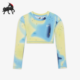 Nike/耐克正品大童长袖短款春扎染针织运动卫衣DX5068-731