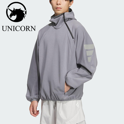 Adidas/阿迪达斯正品2025秋季款男士耐穿运动连帽宽松卫衣KS0053