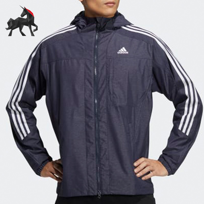 Adidas/阿迪达斯正品秋男子防风连帽运动休闲夹克外套 HM2721
