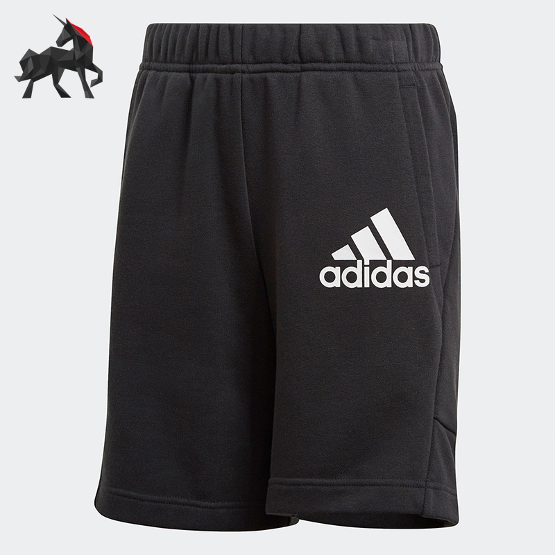 阿迪达斯大童运动透气松紧腰短裤