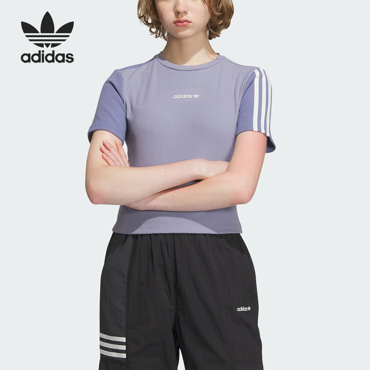 Adidas/阿迪达斯正品2023夏季CROP TEE女子运动短袖T恤IU4848