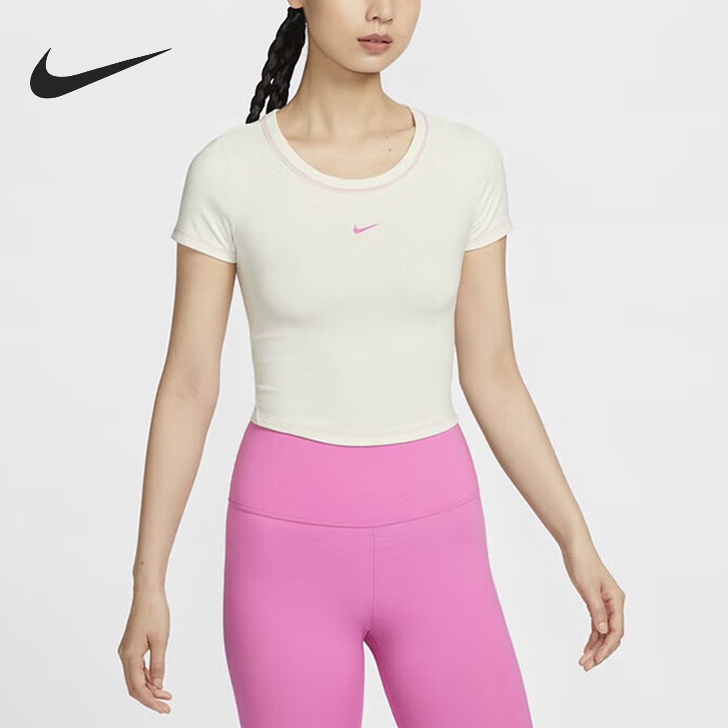 Nike/耐克正品FITTED女士运动透气训练修身短袖HM4584-133