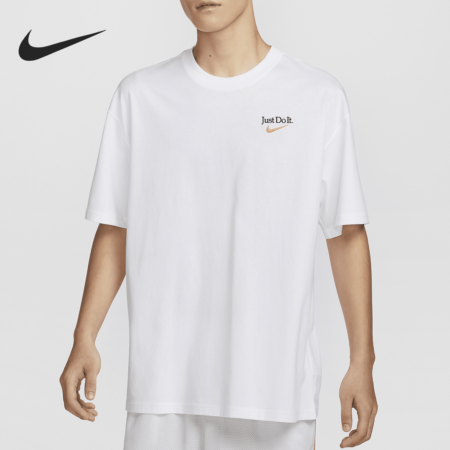 Nike/耐克官方正品秋季新款男士刺绣印花休闲运动短袖FZ8084-100