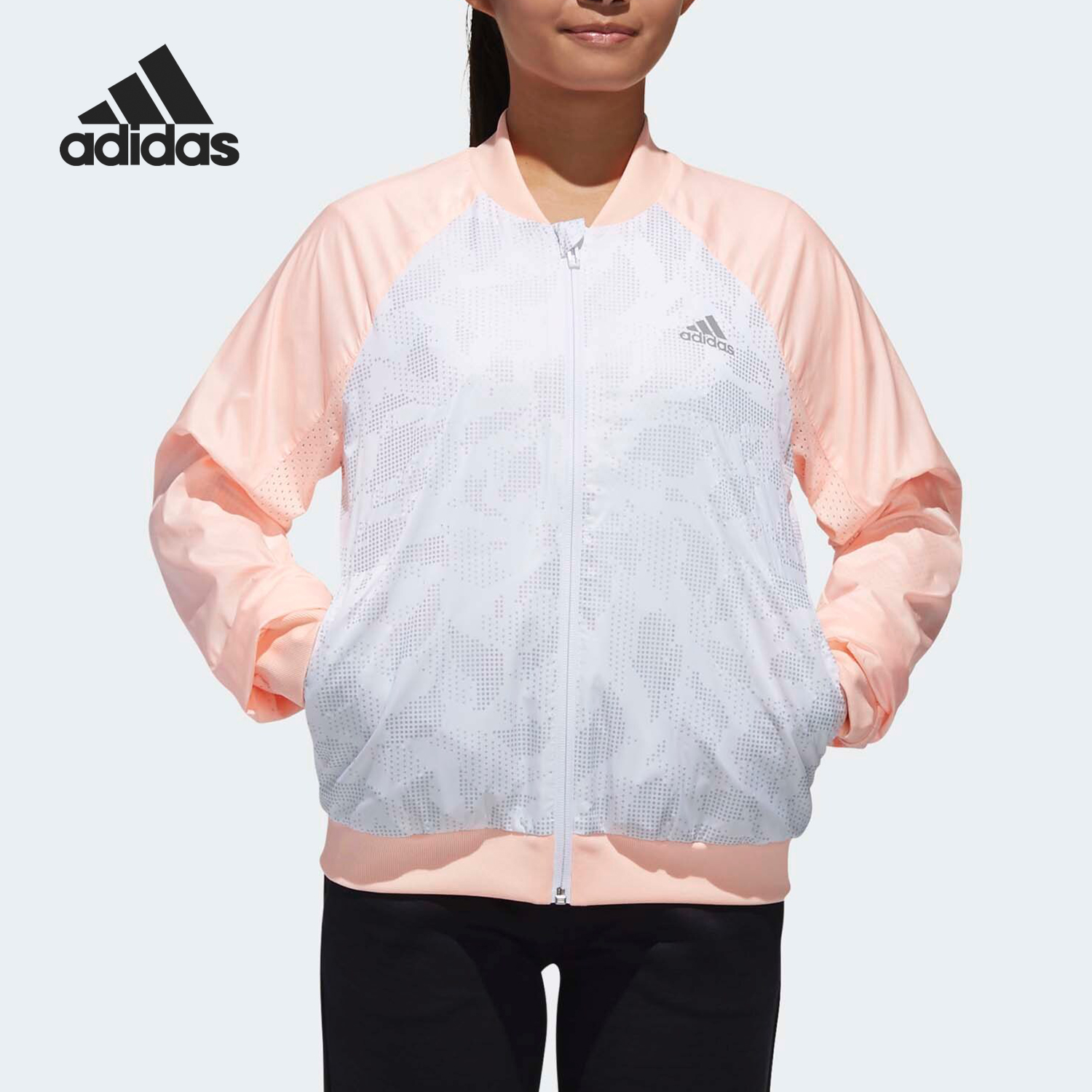 Adidas/阿迪达斯正品当季新款女大童运动休闲连帽外套夹克DM7079