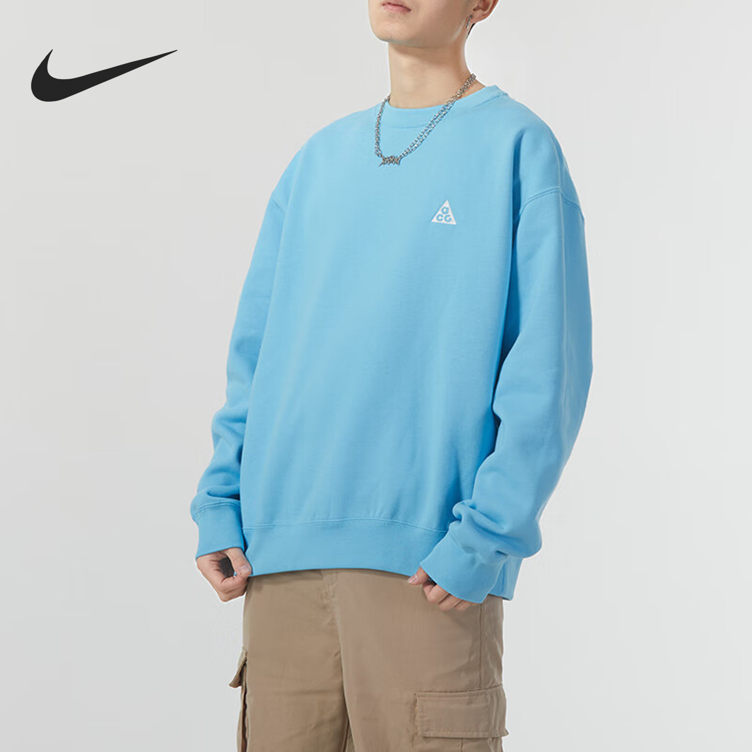 Nike/耐克官方正品2024新款男士运动加绒针织圆领卫衣DX9612-407