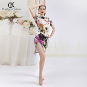 CK正品 旗袍短款 复古改良走秀旗袍连衣裙肚皮舞服舞蹈表演旗袍裙秋