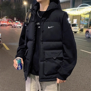 棉衣外套 保暖青少年宽松无袖 耐克顿羽绒棉马甲男生秋冬季 潮流时尚