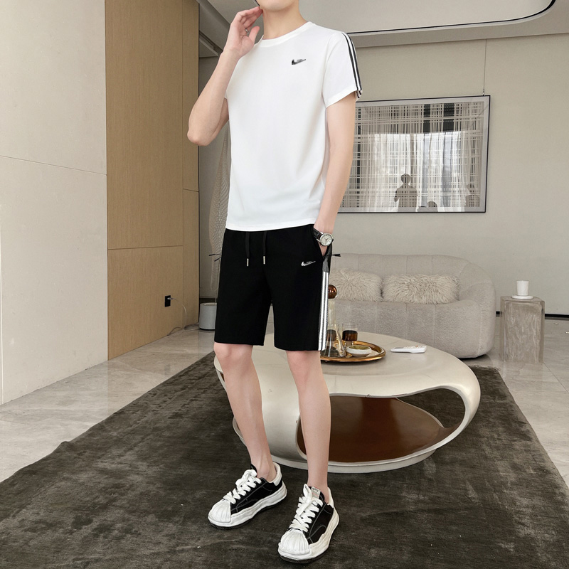 耐克顿新款夏季休闲运动套装男短袖T恤运动服青年百搭宽松两件套