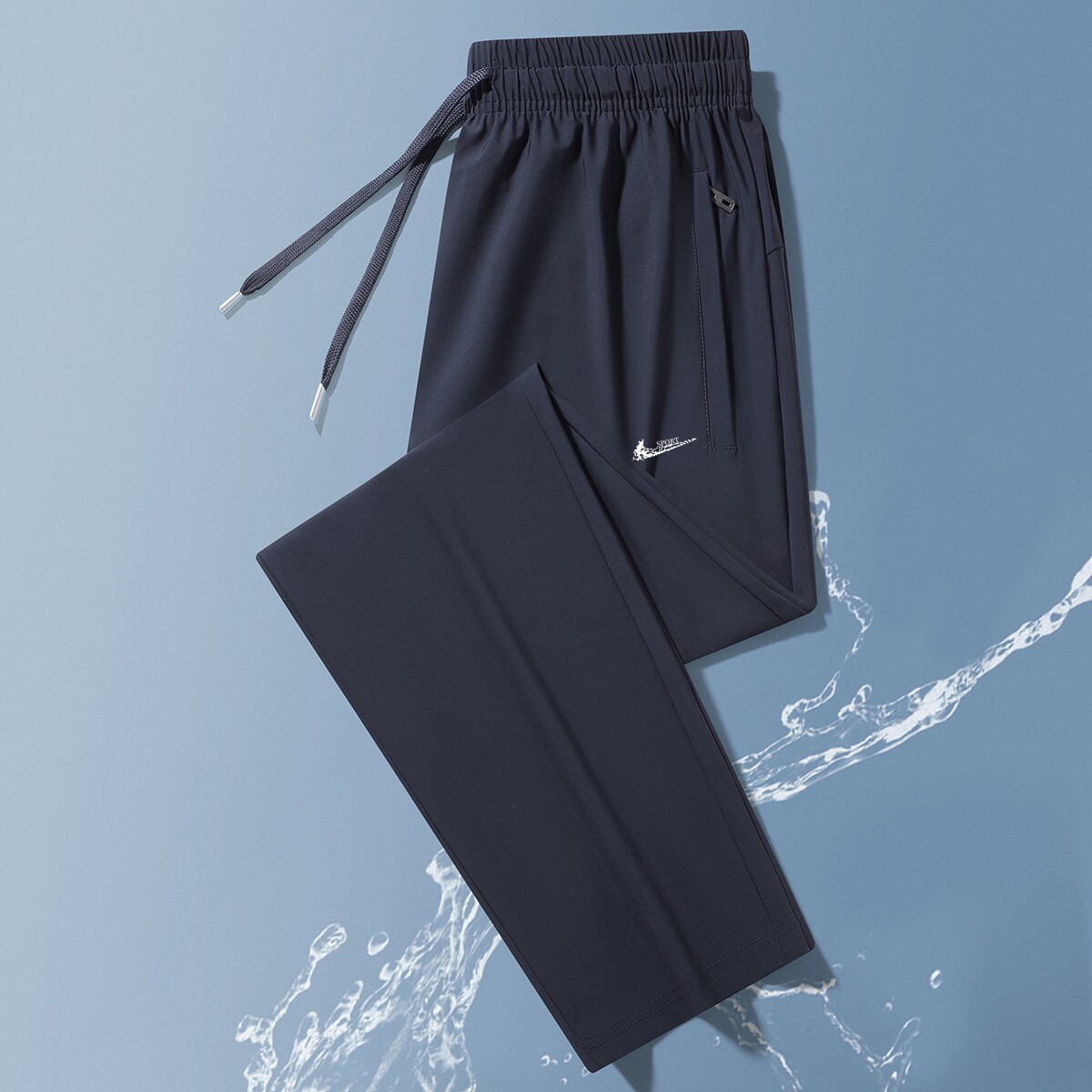 耐克顿男士直筒休闲裤夏季宽松速干薄款长裤大码松紧腰百搭运动裤