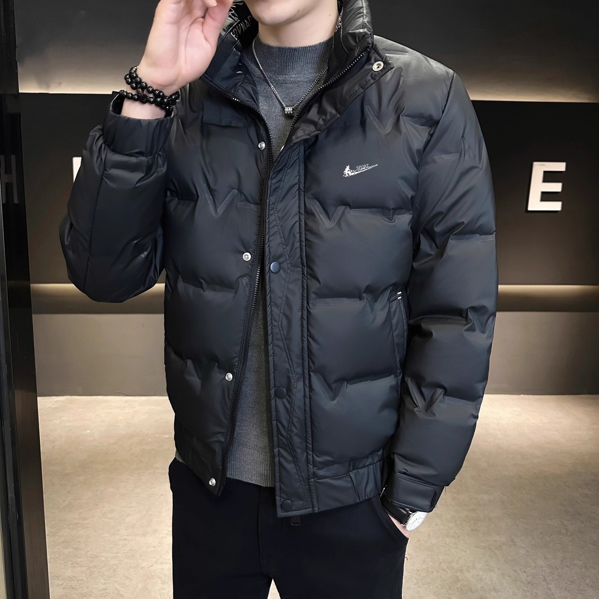 耐克顿羽绒服男士冬季潮流帅气轻薄保暖白鸭绒短款立领青年外套