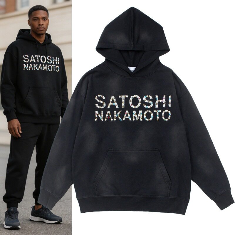 SatoshiNakamoto做旧连帽卫衣图片