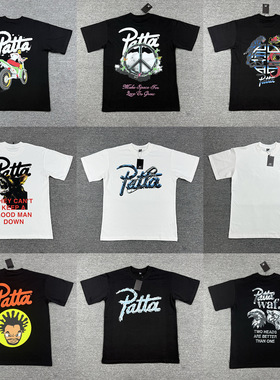 Patta男女同款宽松纯棉半袖体恤衫休闲百搭情侣装上衣潮牌短袖T恤