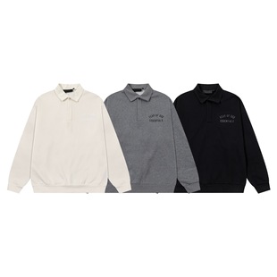 FOG复线ESSENTIALS美式 高街休闲字母印花男女宽松加绒POLO领卫衣