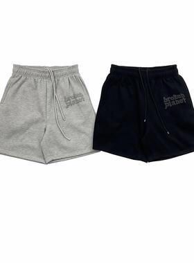 Broken Planet美式街头潮牌发泡字母短裤宽松休闲运动五分裤 加绒