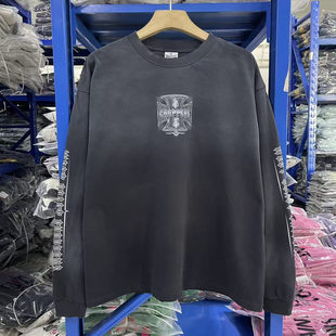 West Coast Choppers西海岸铁十字印花宽松水洗做旧男女打底长袖