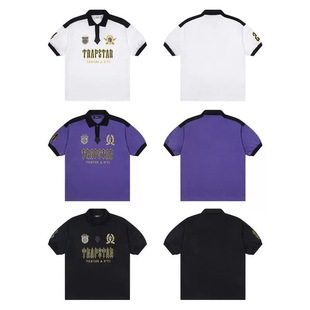 Trapstar美式 刺绣字母LOGO男女拼色休闲上衣潮 复古高街短袖 polo衫