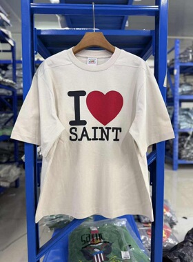 SAINT Mx6美式爱心字母印花T恤男女宽松oversized潮牌短袖上衣 夏