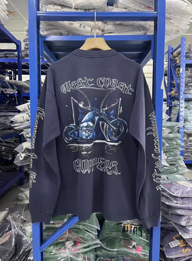 Weat Coast Choppers 烟雾机车洗水做旧古着怀旧颓废风百搭长袖T