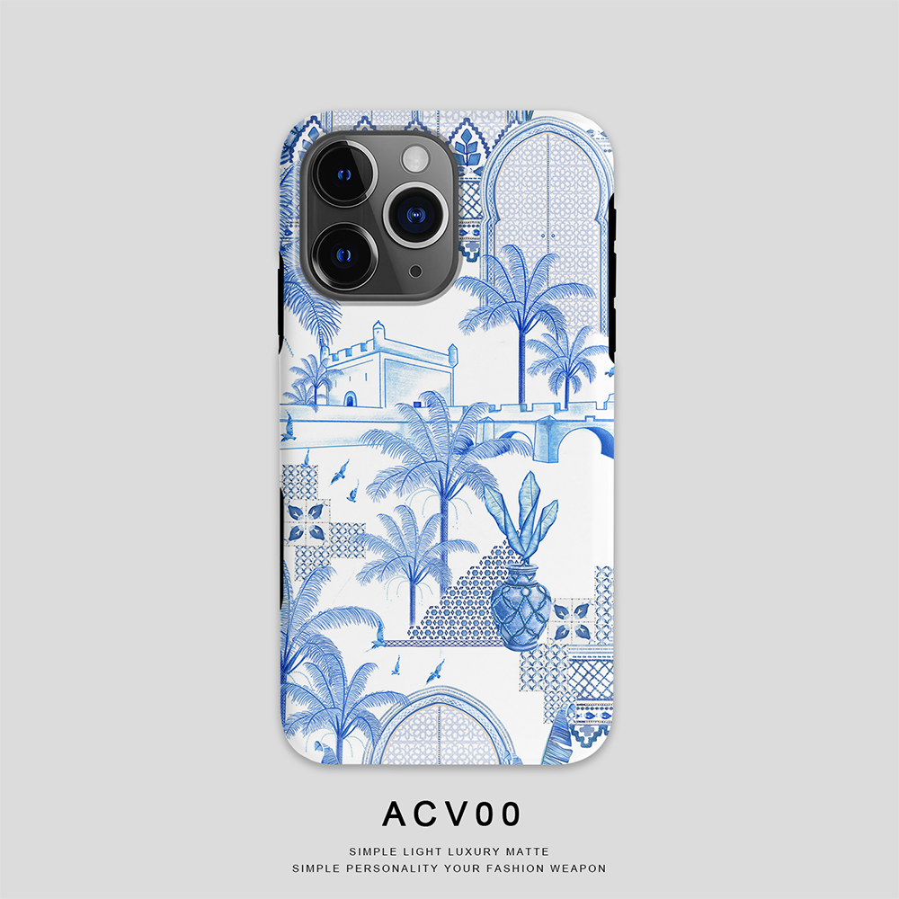 Acvoo异域风情摩洛蓝瓷复古建筑艺术iPhone16Promax保护15适用于苹果14手机壳13防摔壳12不褪色11环保全包