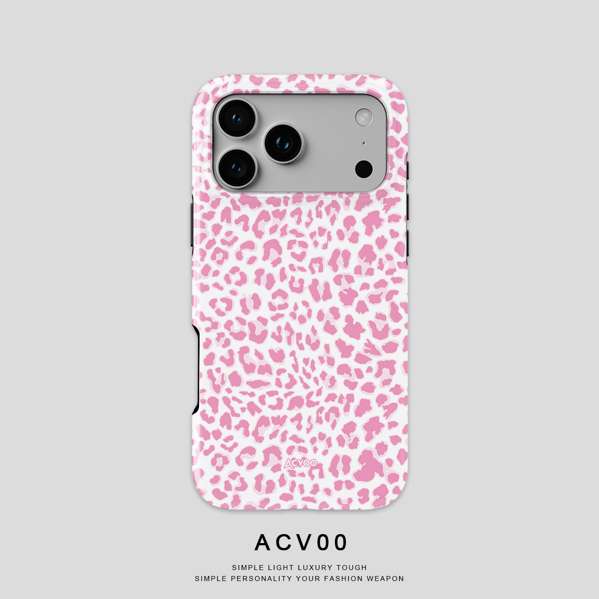 Acvoo复古粉色甜美少女豹纹潮流个性iPhone17Promax保护15适用于14苹果13手机壳12防摔壳11不褪色可水洗全包