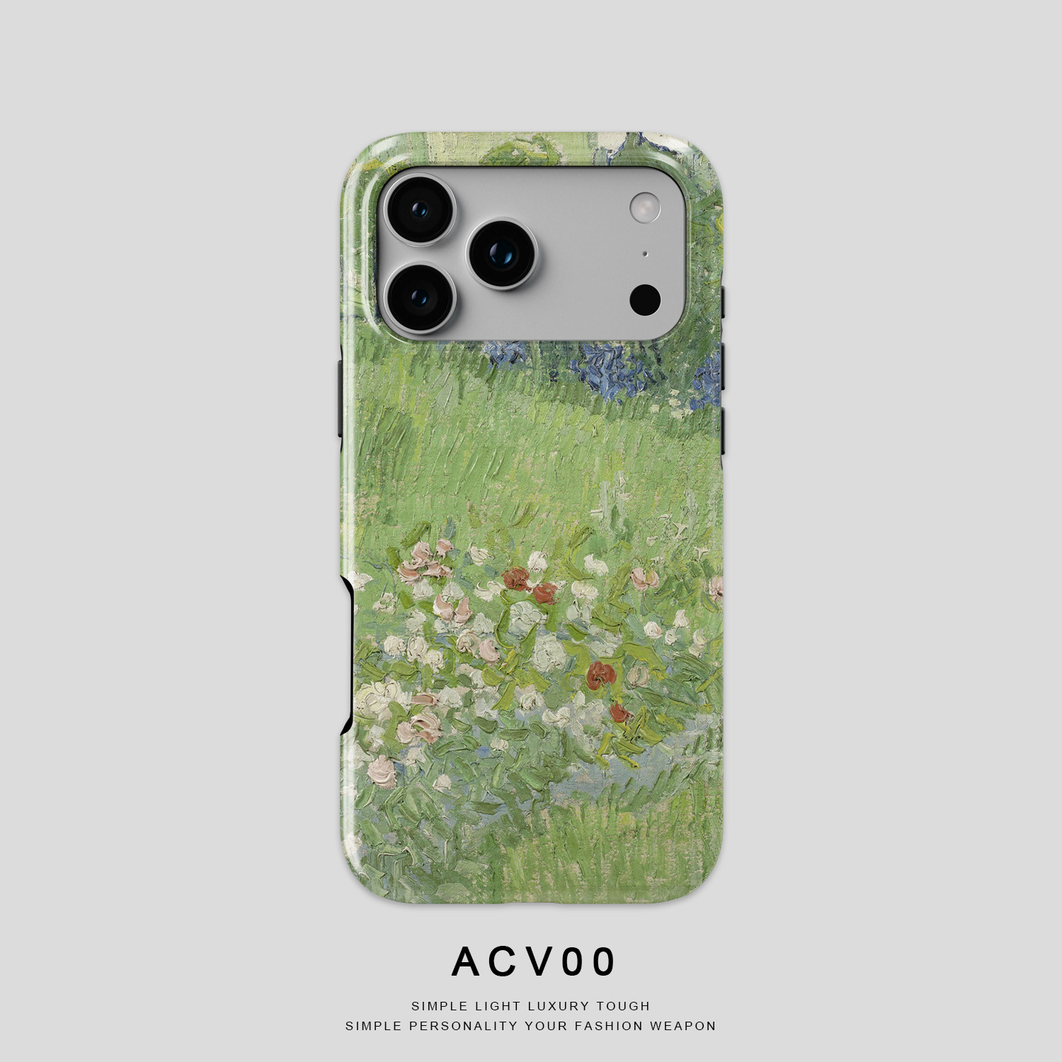 Acvoo野绿诗境草地繁花自然艺术iPhone16Promax保护15适用于苹果14手机壳13防摔壳12不褪色11环保可水洗全包