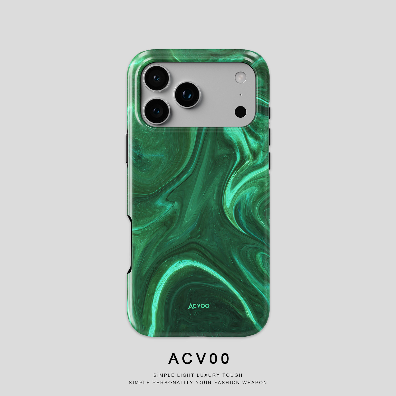 Acvoo绿色大理石艺术纹理iPhone17Promax保护16适用于苹果15手机壳14防摔壳13不褪色12可水洗全包
