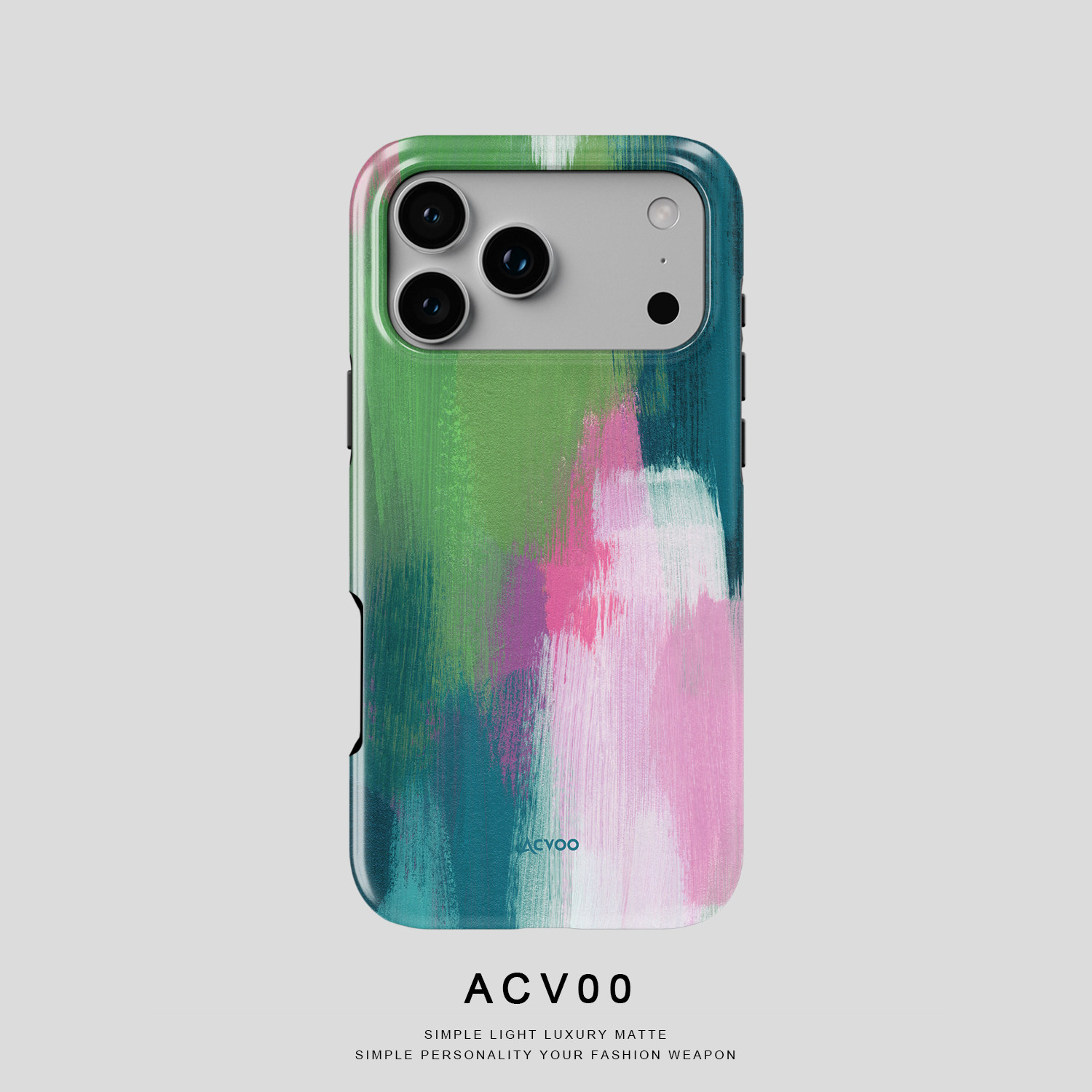 Acvoo粉色绿色抽象艺术颜料iPhone16Promax保护14适用于苹果13手机壳12防摔壳11不褪色可水洗全包mini