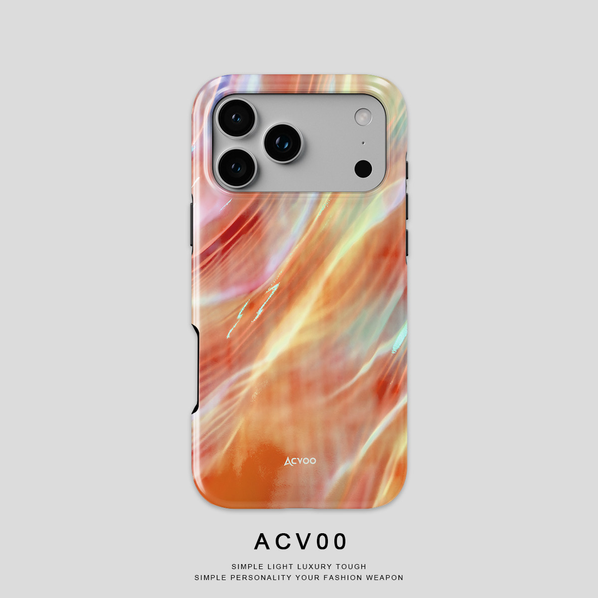 Acvoo抽象鎏金橙色艺术iPhone16Promax保护15适用于苹果14手机壳13防摔壳12不褪色11环保可水洗plus全包mini