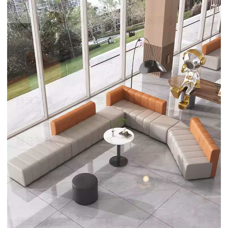 办公休闲接待沙发培训机构店铺休息等候区靠墙无靠背转角卡座长