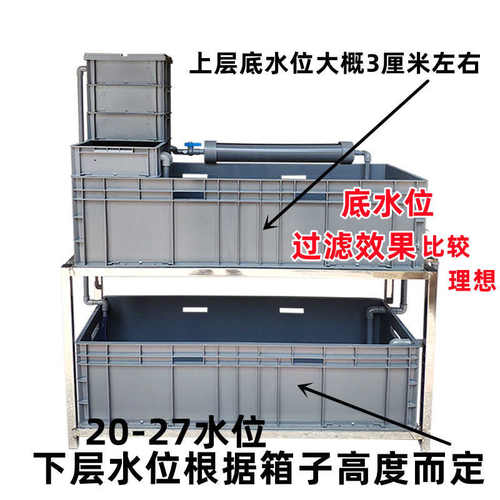 养龟箱双层周转箱 家用乌龟不锈钢架带 循环过滤器客厅水族箱增氧