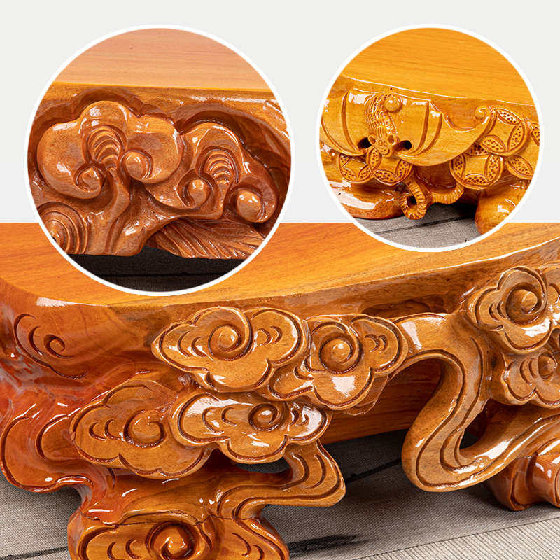 石头底座花瓶盆景佛像鱼缸可拉斯槽挖奇石木托架马摆件实木根雕整