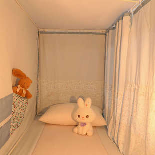 新款学生上下铺遮光蚊帐三开门床幔帘支架儿童宿舍防尘家用一体式