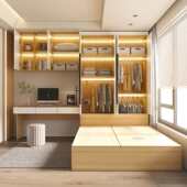 实木榻榻米衣柜床一体组合靠墙小户型卧室家用带多功能儿童书桌床