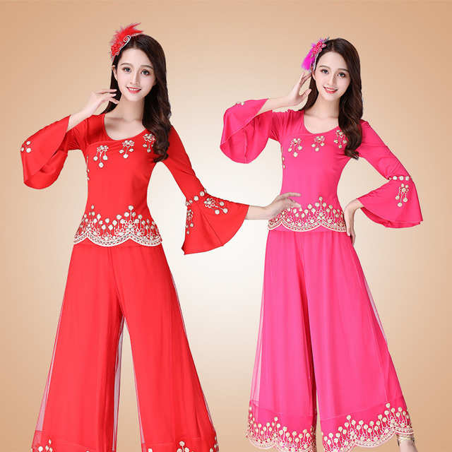 春夏季新款中老年广场舞服装套装裙裤古典民族风舞蹈服表演出服