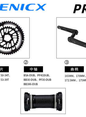 SENICX驭勇 PR2公路车自行车牙盘双盘超轻曲柄DUB轴心中轴铝合金