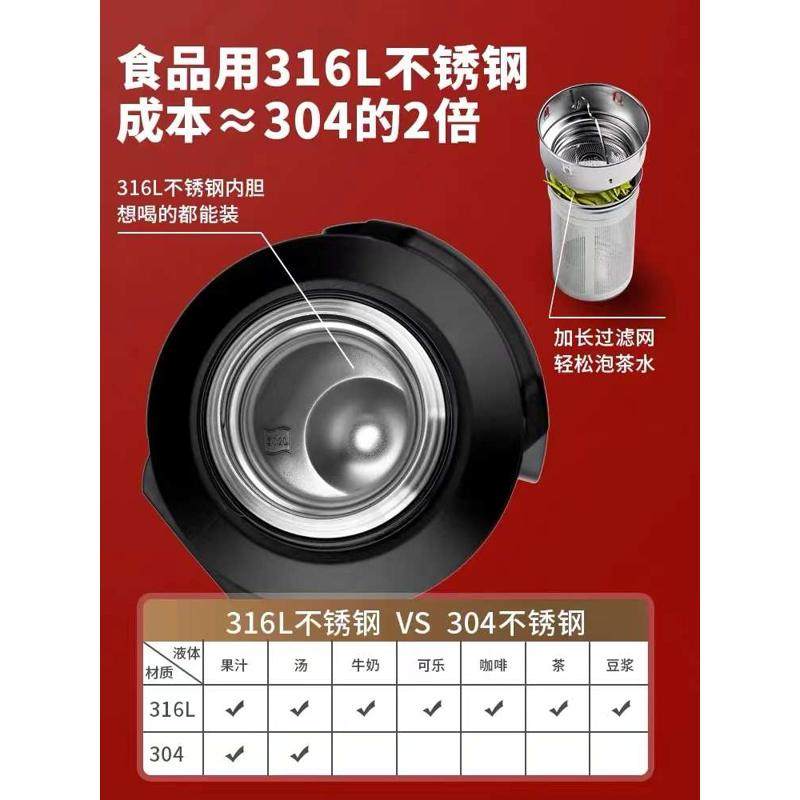 琪虎316不锈钢保温水壶大容量家用3升便携热水暖瓶4L车载户外水杯