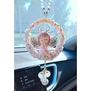 汽车挂件女创意车内装饰前脸挂件镶水钻安妮守护天使翅膀汽车挂件