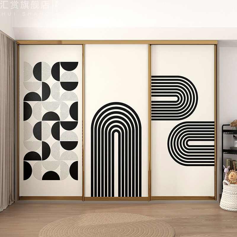 简约线条卧室衣柜推拉门贴纸玻璃贴移门改造壁纸自粘电梯门厚防水,家居饰品,门贴,淘宝优惠券,粉丝福利购,淘宝优惠卷