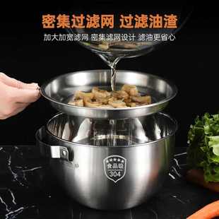 不锈钢储油壶多功能油锅304过滤网油渣猪油盆商用加厚带盖手提锅