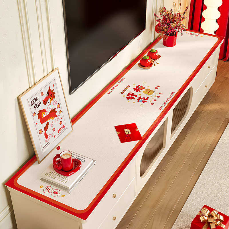 新年电视柜台面保护垫红色喜庆长条桌布玄关桌面垫餐边柜鞋柜桌垫,居家布艺,桌布,淘宝优惠券,粉丝福利购,淘宝优惠卷