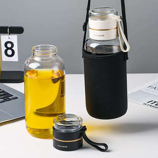 茶水分离玻璃杯大容量耐高温办公室水杯女生2024新款男士泡茶杯子