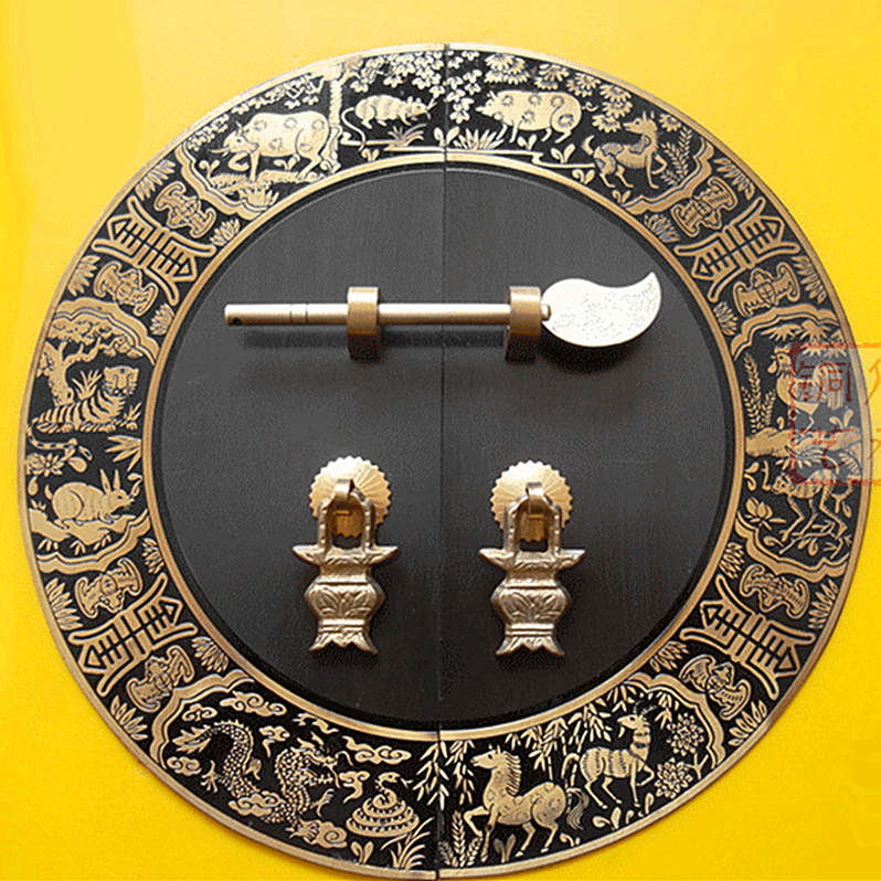 仿古中式拉手/抽屉衣柜门拉手/刻花铜装饰品/纯铜把手/圆拉手