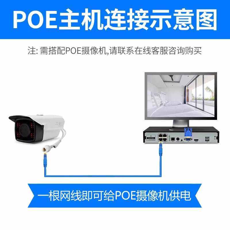 500万POE网络摄像头网线供电高清夜视室外监控器易视云N1协议