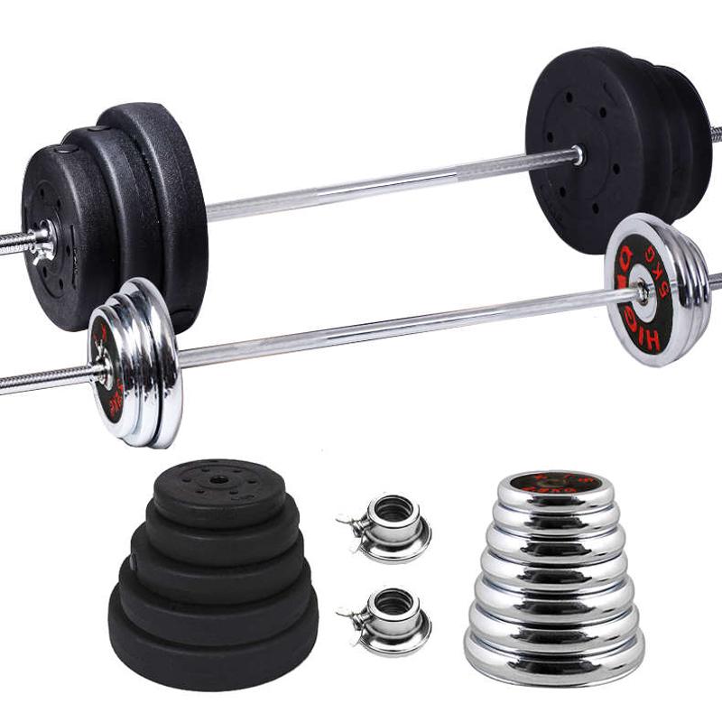 举重杠铃套装家用电镀杠铃杆30 50 60公斤100kg1.2米弯曲杆杠玲