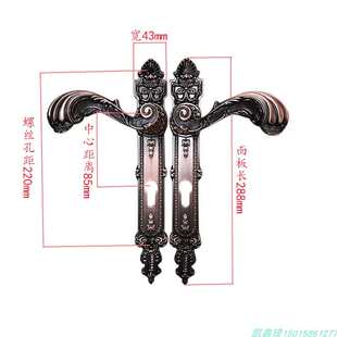 欧式庭院门门锁锁具铝艺门把手锁铁艺围墙古铜面板户外室外栅栏